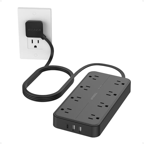 TESSAN Power Strip Surge Protector, 6FT Flat Plug Extension Cord by TESSAN