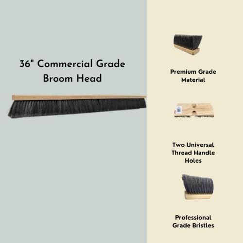 Bristles 4036 36” Indoor Push Broom Head – Heavy Duty Hardwood Block, Flagged - Image 3