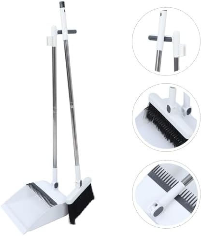 White Dustpan and Brush Set, 36.7 Inch Long Handle Sweeper - Image 7