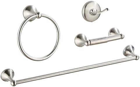 Classic Bathroom Hardware Accessory 4-piece Set, Brushed Nickel by Unknown