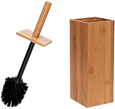 Bath Bliss Tall Square Natural Bamboo Collection, Bowl Brush, Storage Jar - Image 2