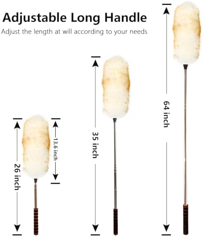 Lambs Wool Extendable Household Cleaning Duster 64" Wall Duster Cleaner - Image 3