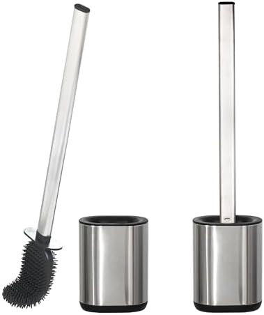 Sineng Silicone Toilet Brush and Holder Set, One-Piece Long Handle, Flexible by Unknown