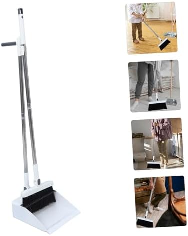 White Broom and Dustpan Set, 36.7 Inch Stainless Steel Handle - Image 7