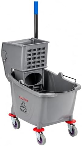 Commercial Mop Bucket with Wringer on Wheels | Gray 26 Quart by SturdyEssentials
