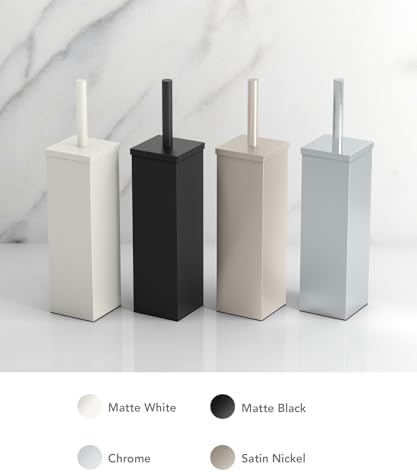 Gatco 1488W Elegant Square Toilet Brush Holder, Matte White - Image 3