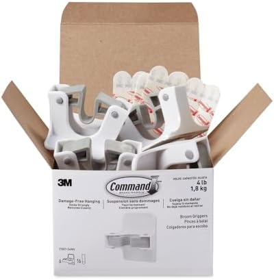 Command Broom and Mop Grippers, 3 3/8"H x 3 1/8"W x 2 7/16"D by CleanItSupply