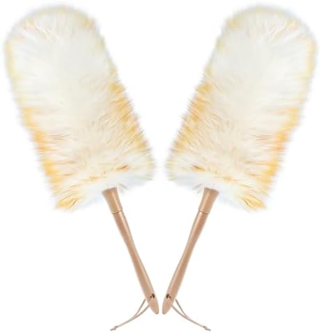 ONESIMUS 2 Pack Lambswool Dusters Fluffy Handheld Natural Feather Duster by Unknown