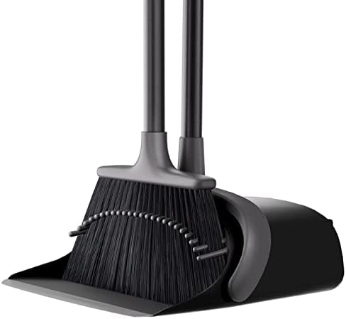 Broom with Dustpan Combo Set, Upgrade 52'' Long Handle Broom and Dustpan Set by SANGFOR