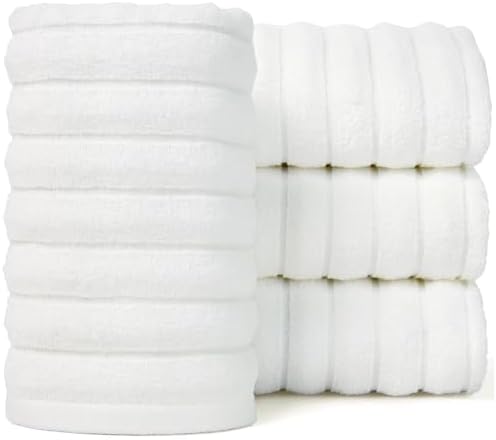 Luxurious 4-Pack Ribbed Striped Hand Towels – Hotel & Spa Cotton by Jacquotha
