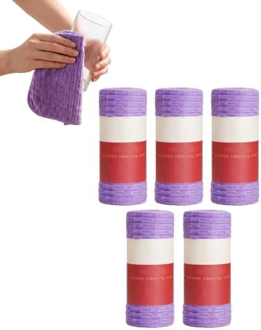 MENDED Reusable Tear-Off Cleaning Cloths, Microfiber Dish Rags Purple 5PACK by MENDED