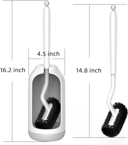 HAMITOR Toilet Bowl Brush Holder Set: Curved Bristle - Image 7