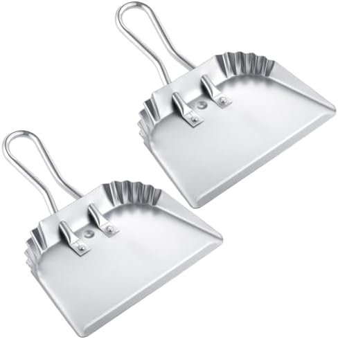 Mumufy 2 Pcs Heavy Duty Metal Dust Pans, 12 Inch Stainless Steel Silver by Mumufy