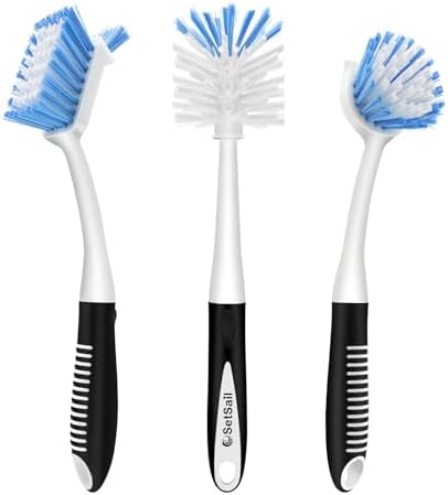 SetSail 3 Pack Dish Brush Set, Long Handle Kitchen Scrub Brush by SetSail
