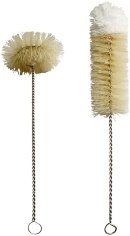 Bottle Brushes Thin Long Handle X 2, Natural Boar Bristle Set by Coralpearl