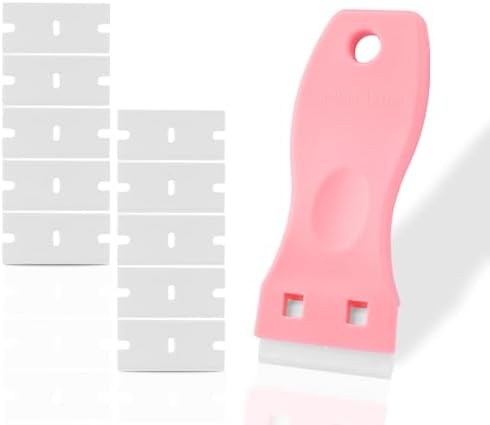 Plastic Razor Scraper with 10pcs Double Edged Plastic Blades Hair Extension Tool by GlamorDove