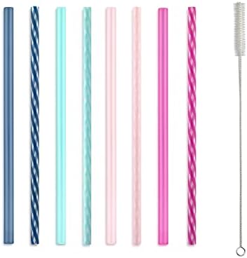 Ello Impact 8 Pack Reusable Plastic Straws, Dishwasher Safe, BPA-Free by Ello