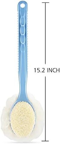 Shower Body Brush Bristles & Mesh Loofah Sponge, Curved Handle Back Scrubber - Image 5