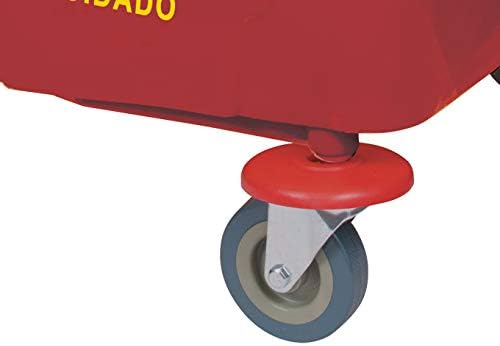 Winco 36 qt Red Plastic Mop Bucket on Wheels - Image 5
