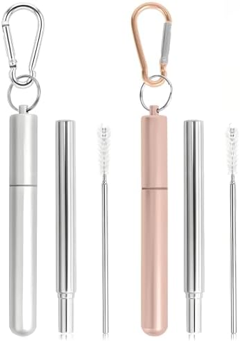 Collapsible Metal Straws, Travel Drinking Straws by Foweroty