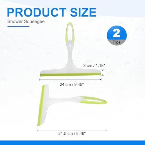 uxcell 2 Pcs Shower Squeegee Glass Doors Mirrors 10" Silicone Hole Green - Image 2