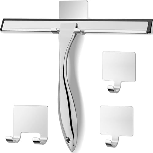 Shower Squeegee for Glass Doors, Stainless Steel Bathroom Squeegee by OVSGTTZ