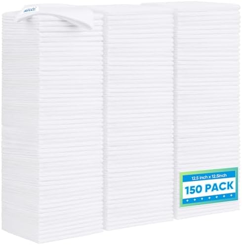 HOMEXCEL White Microfiber Cleaning Cloth 150 Pack, 12.5 x 12.5 inch Microfiber by HOMEXCEL