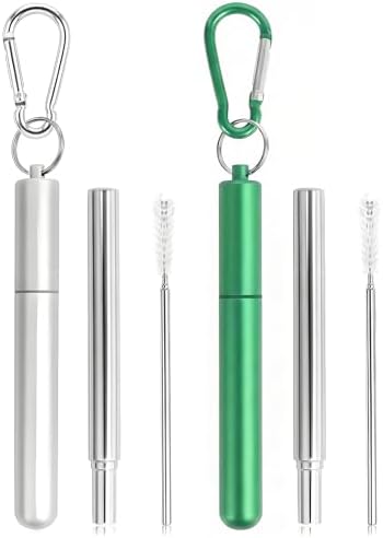 Collapsible Metal Straws, Travel Drinking Straws by Foweroty