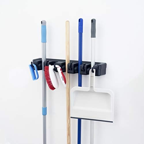 Superio Mop and Broom Holder 2 Pack Wall Mount Black Cleaning Tools Wall - Image 2