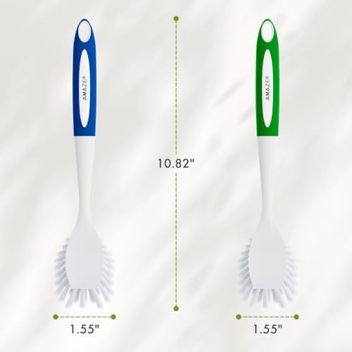 Amazer Dish Brush with Handle, 2 Pack Kitchen Scrub Brushes - Image 3