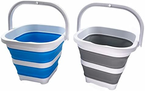 SAMMART Collapsible Rectangular Cleaning Bucket 5L- Foldable Camping Beach Sand by SAMMART