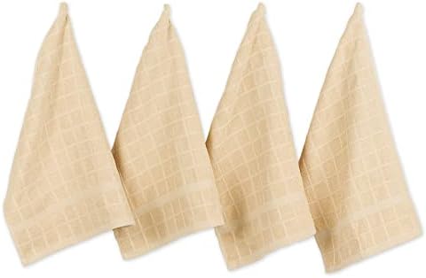 DII Basic Terry Collection Windowpane Dishtowel Set, Pebble Solid, 4 Piece by DII