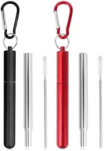 Collapsible Metal Straws, Travel Drinking Straws by Foweroty