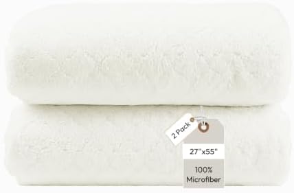 JML Bath Towels with Hanging Loop, 2 Pack, 27x55 in, Microfiber by JML