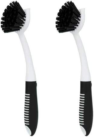 Dish Brush with Handle, 2 Pack Scrub Brushes by HileSwan