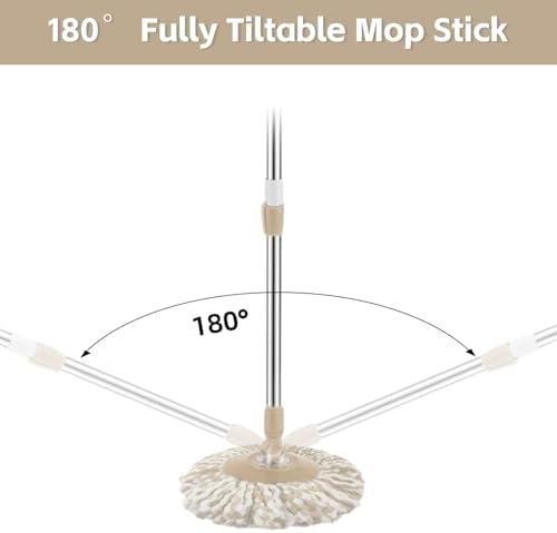 Spin Mop Replacement Handle, 47.6-inch 360 Degrees Rotating Telescopic - Image 5
