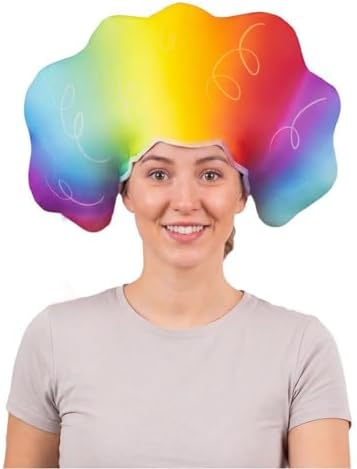 Rainbow Afro Explosion Sponge Mop Hair Hat Funny Crazy Wig Cap - Image 4