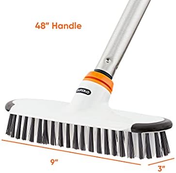 Superio Deck Scrub Brush with Long Handle, Heavy Duty Stiff Bristles Grout - Image 2