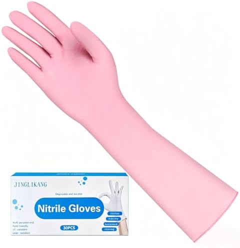Long Sleeve 15inch Durable Nitrile Disposable Gloves Blue 30PCS by JinglikangHomeFurnishingsFla