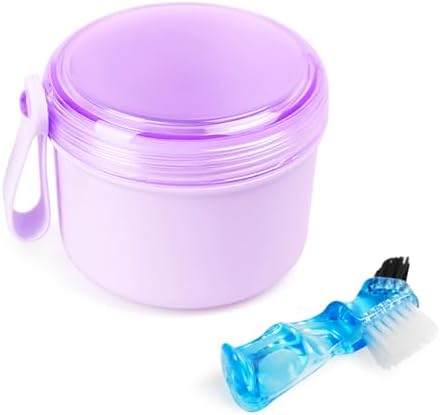 Leak Proof Denture Soaking Cup w/Brush, by Mckkor