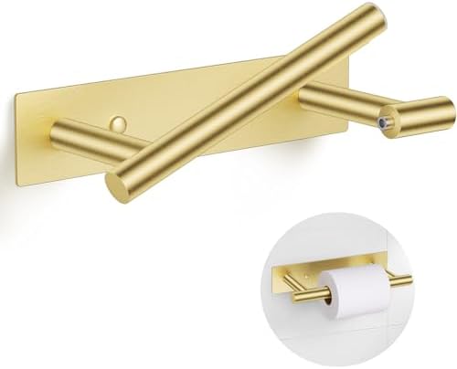 Lairuier Brushed Gold Toilet Paper Holder, Adhesive or Screw Wall Mount by LairuierBathroomHardwareSet