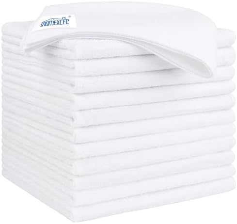 HOMEXCEL White Microfiber Cleaning Cloth 12 Pack, 12.5 x 12.5 inch Microfiber by HOMEXCEL