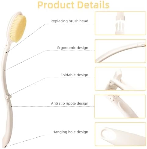 LFJ 19" Long Handle Shower Sponge Brush Set - Image 3