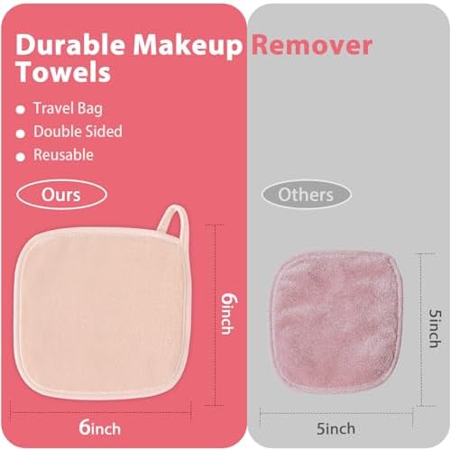 Natwag Makeup Remover Cloth, 12 Pack Makeup Remover Pads Microfiber Face - Image 4