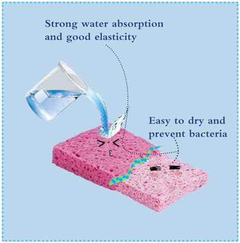 12 Pack Cellulose Kitchen Sponge, Non-Scratch Natural Clean Sponge - Image 3