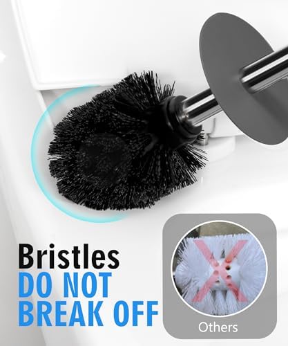Matt Gray Ceramic Toilet Brush and Holder Set - Image 2