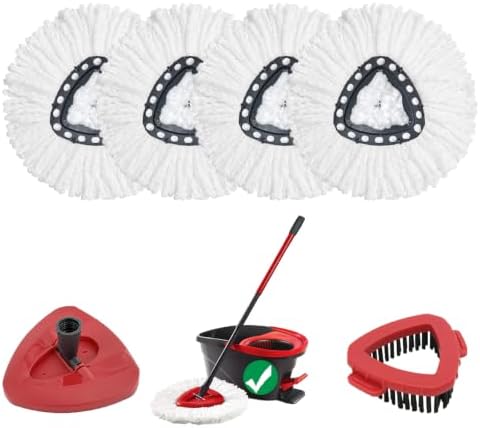 6Pcs Mop Heads Replacement, Includes 4 Mop Heads, 1Brush Head 1 Base by XHAMXE