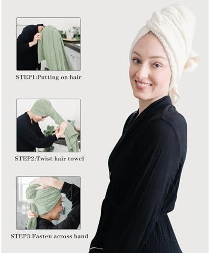 ROLSHOL 2-Pack Large Microfiber Hair Towel Wraps - Image 4