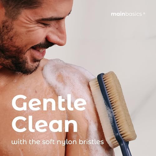MainBasics Shower Brush Back Scrubber, Dual Sided Body Brush, Long Handle - Image 5