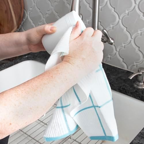 T-fal Solid & Checked Parquet Kitchen Towels: Highly Absorbent, Super Soft Long - Image 4
